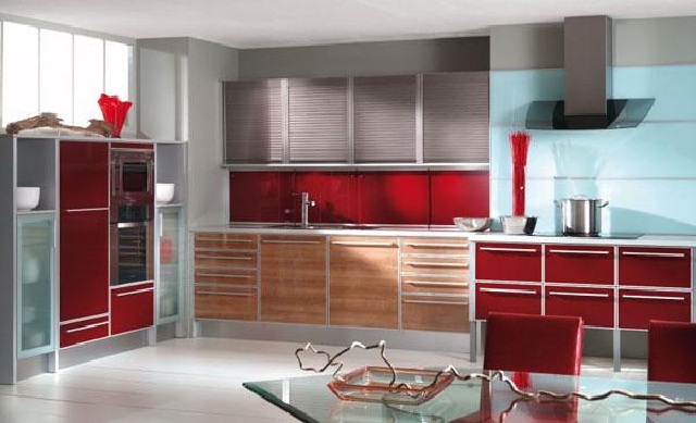 Modular Kitchen Cabinet Red