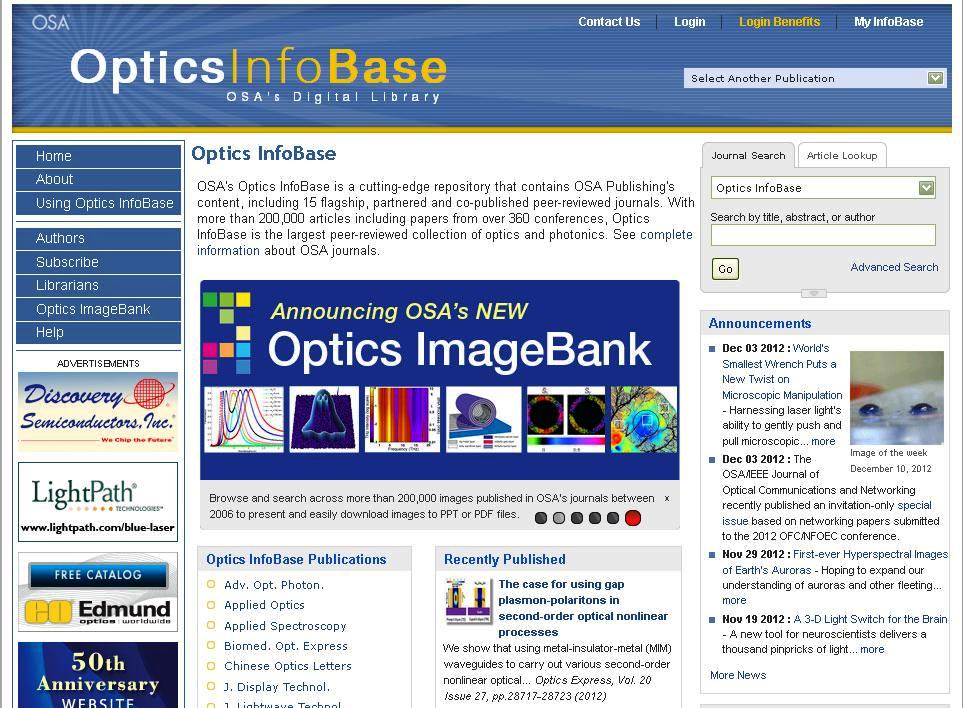 UniMAP Library TRIAL ACCESS TO OSA's Optics InfoBase