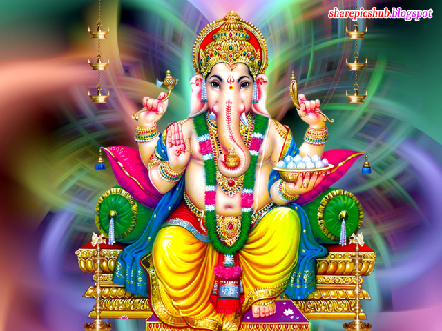 Lord Ganesha Beautiful Animated Image | Colorful Ganesha Pics Animated |  Share Pics Hub