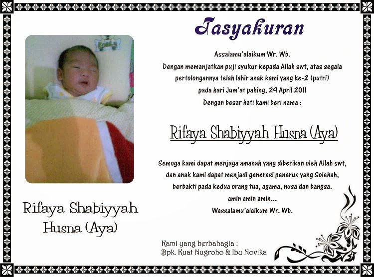 Undangan Syukuran Kelahiran Bayi