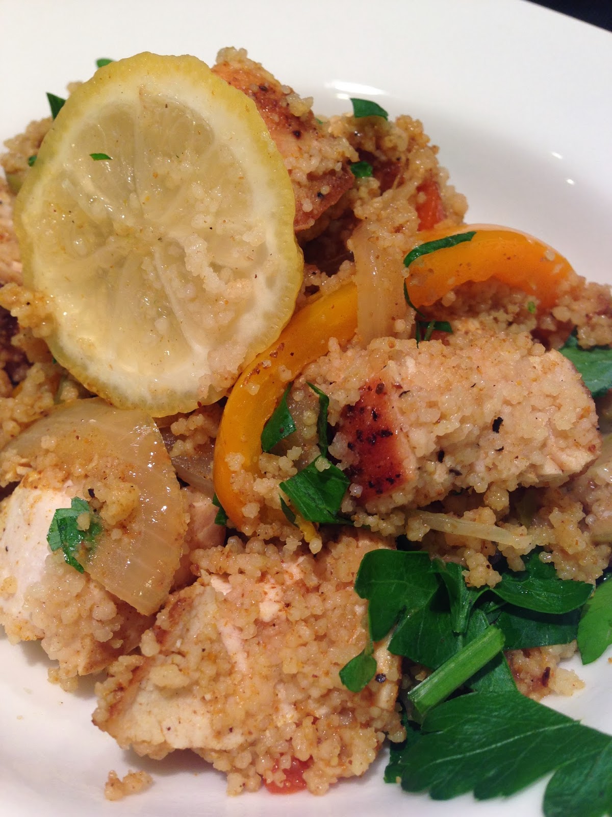 Boots Up Y'all Lemon Curry Chicken with Green Olives & Couscous