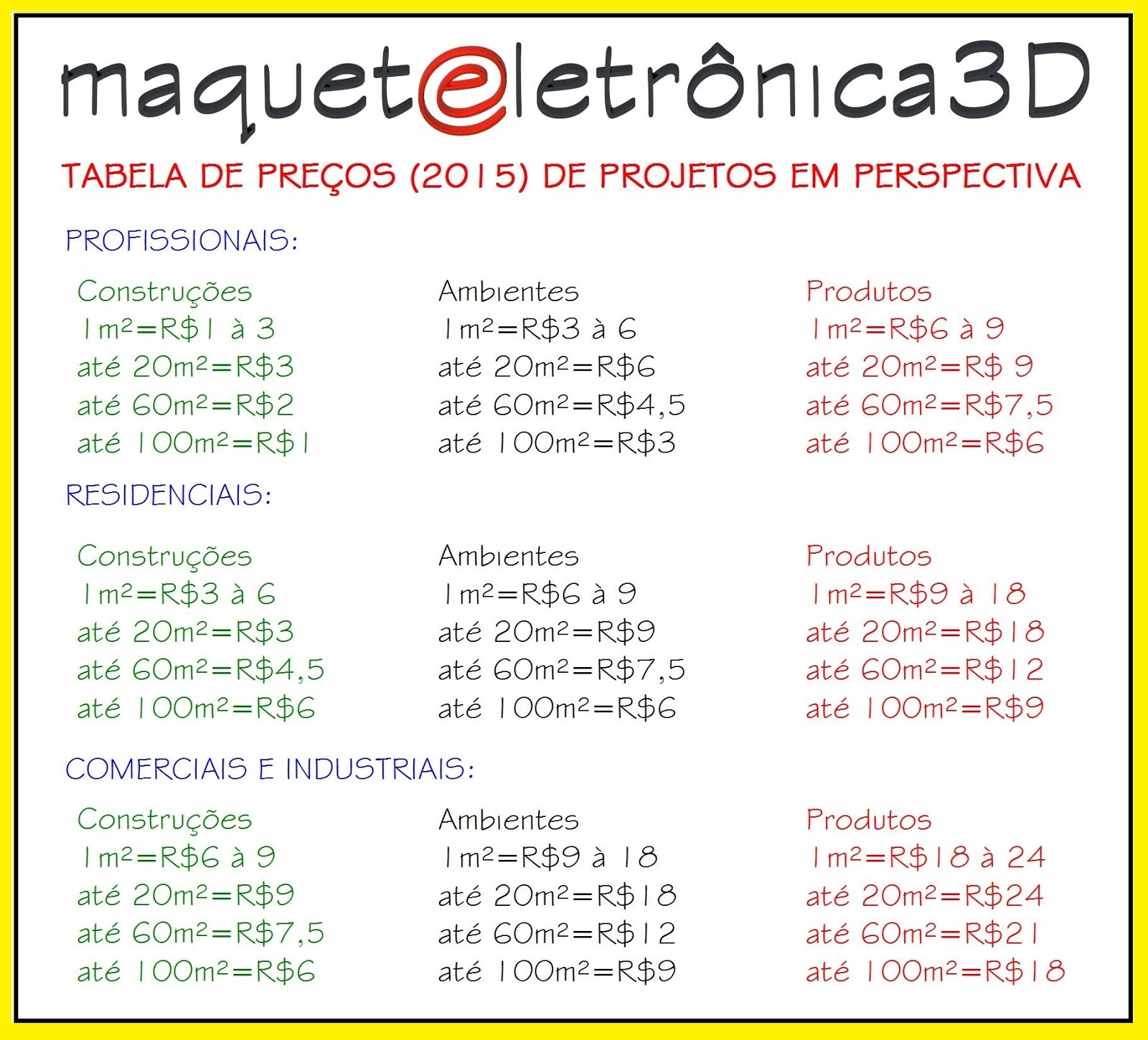 Tabela de Preços