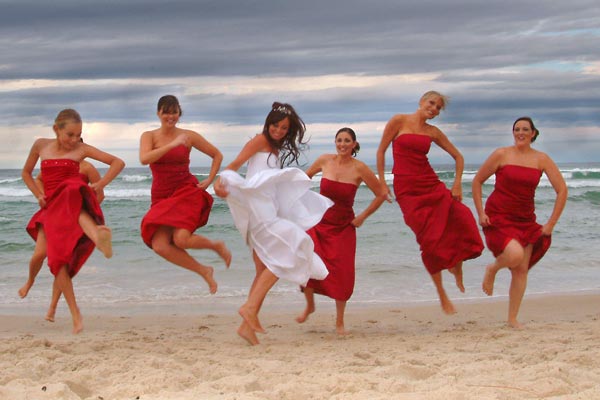 red beach bridesmaid dresses