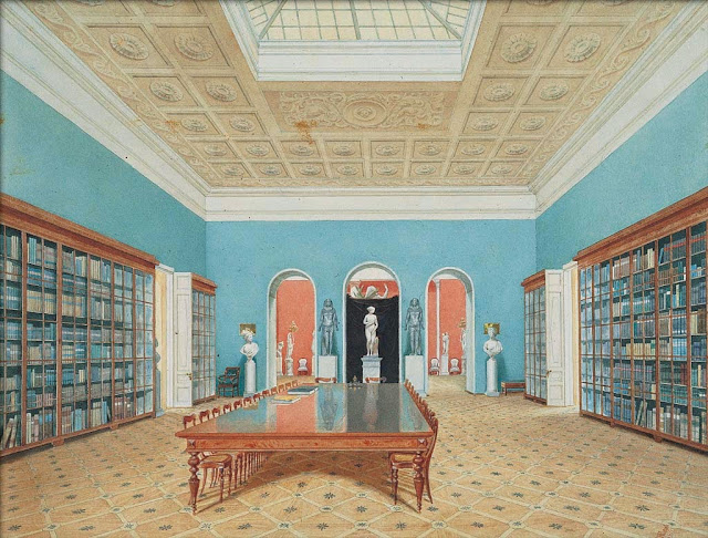 Людвиг Пич. Усадьба Поречье. Вид библиотеки. 1855