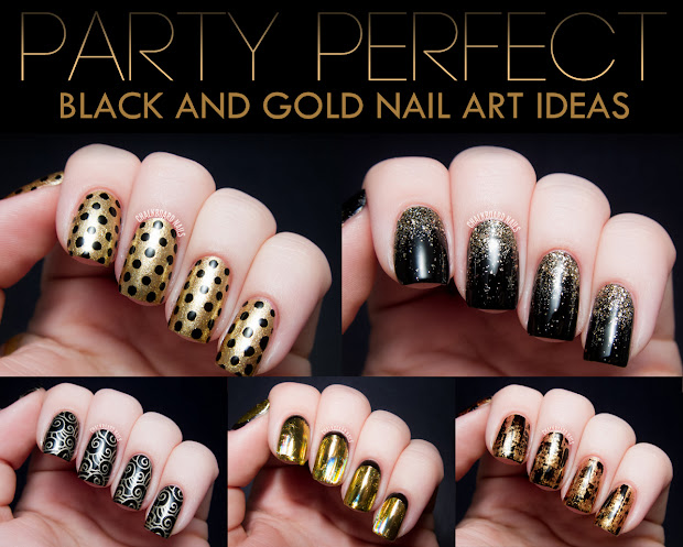 party perfect black and gold nail