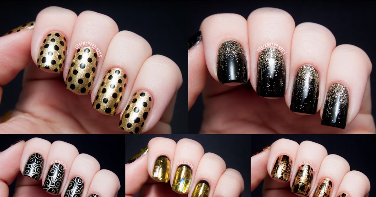 party perfect black and gold nail