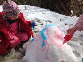 playing in the snow - snow painting