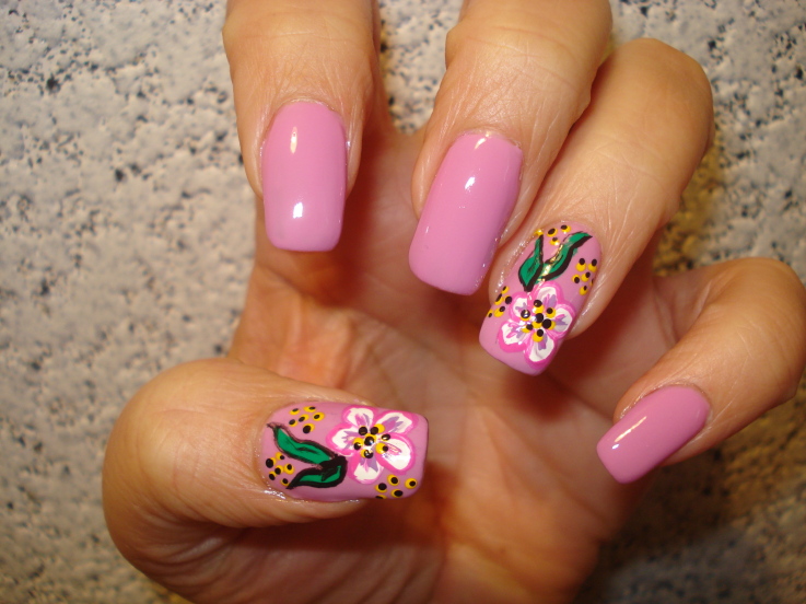 pink nail art design picture