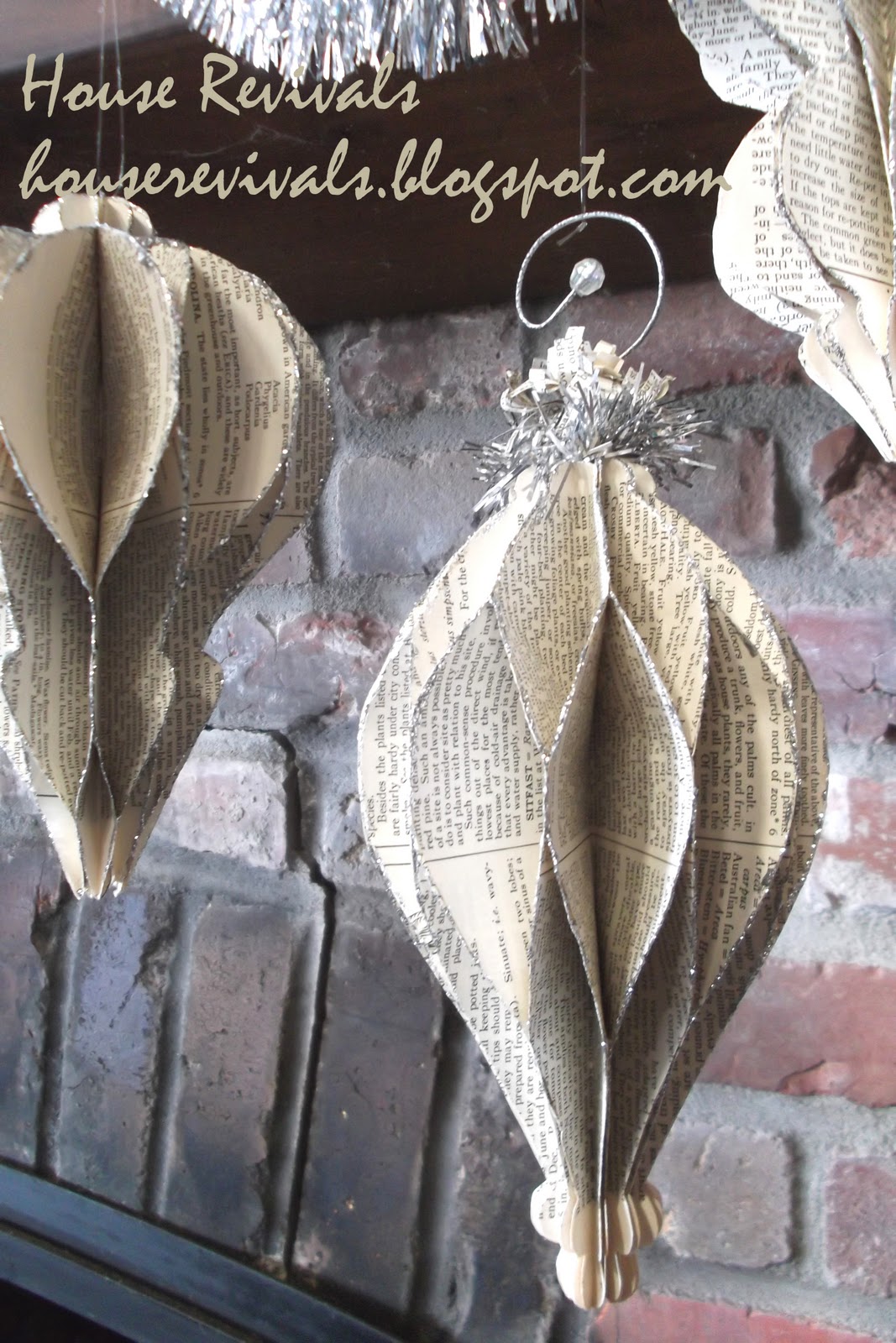 House Revivals Ornaments from Vintage Book Pages