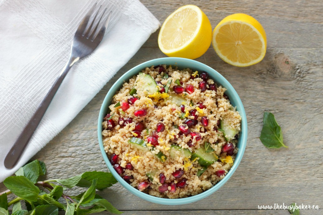 Pomegranate and Lemon Couscous Salad with Mint FoodieMamas The Busy