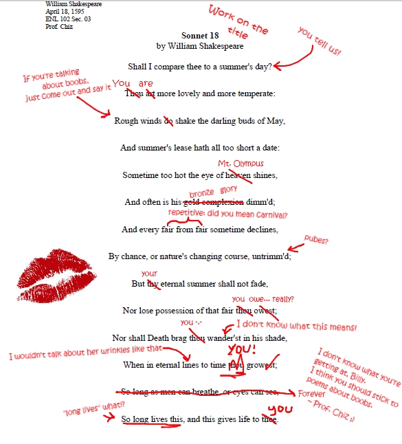 simple sonnet examples by students