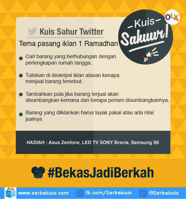 Kuis Sahur OLX Berhadiah ASUS Zenfone Setiap Hari Kuis Sahur OLX Berhadiah ASUS Zenfone Setiap Hari