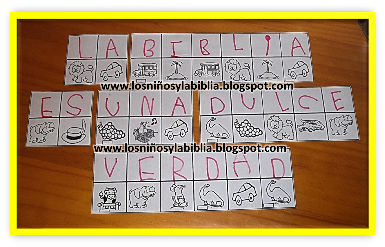 Los niños y la Biblia Juego Bíblico para armar versículos.