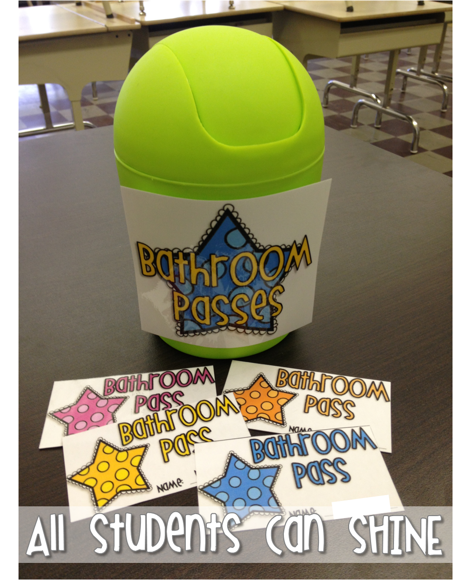 Bathroom Passes All Students Can Shine