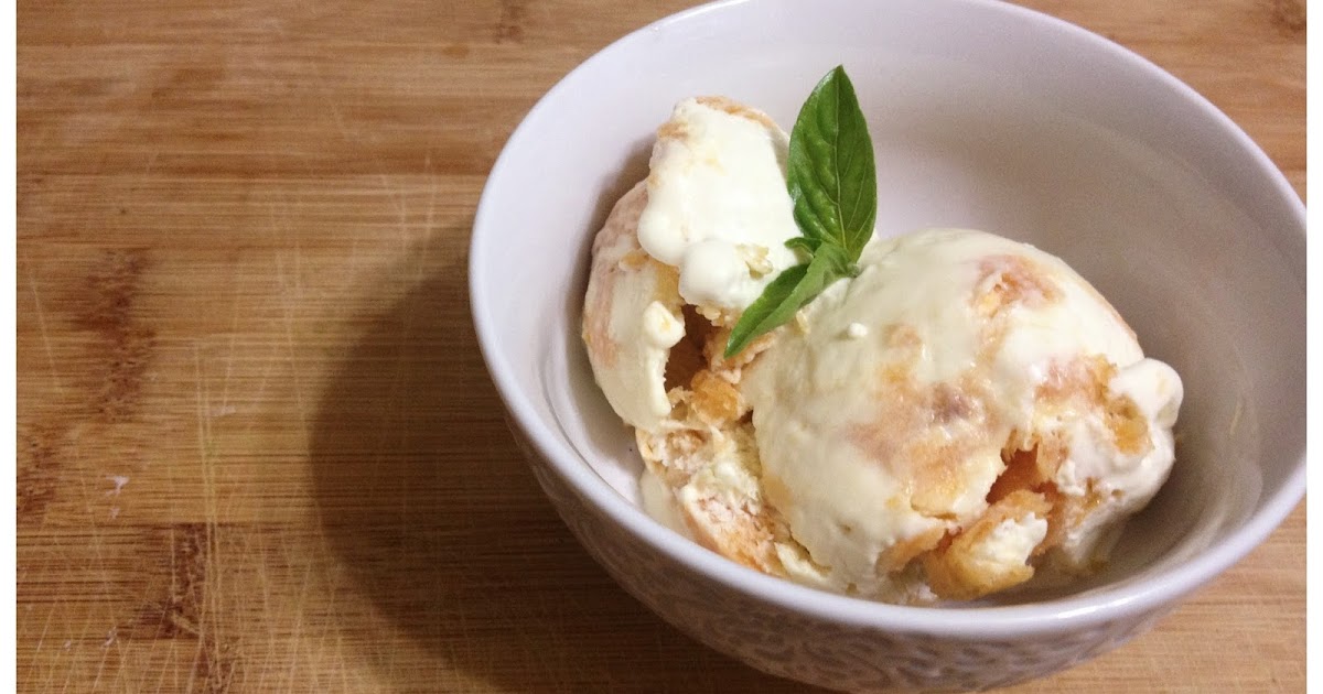 Ginger in the Kitchen Summer Peach and Basil Ice Cream with Mascarpone