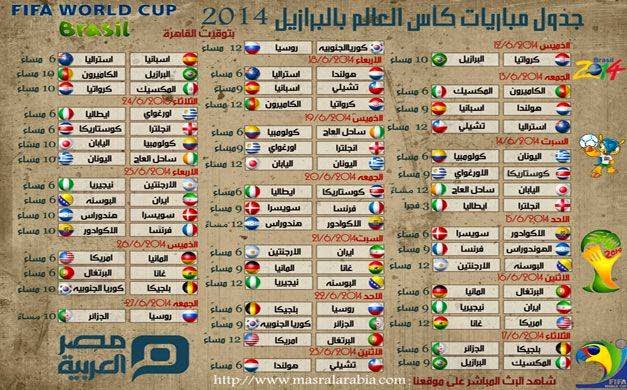 جدول مباريات كاس العالم 2014