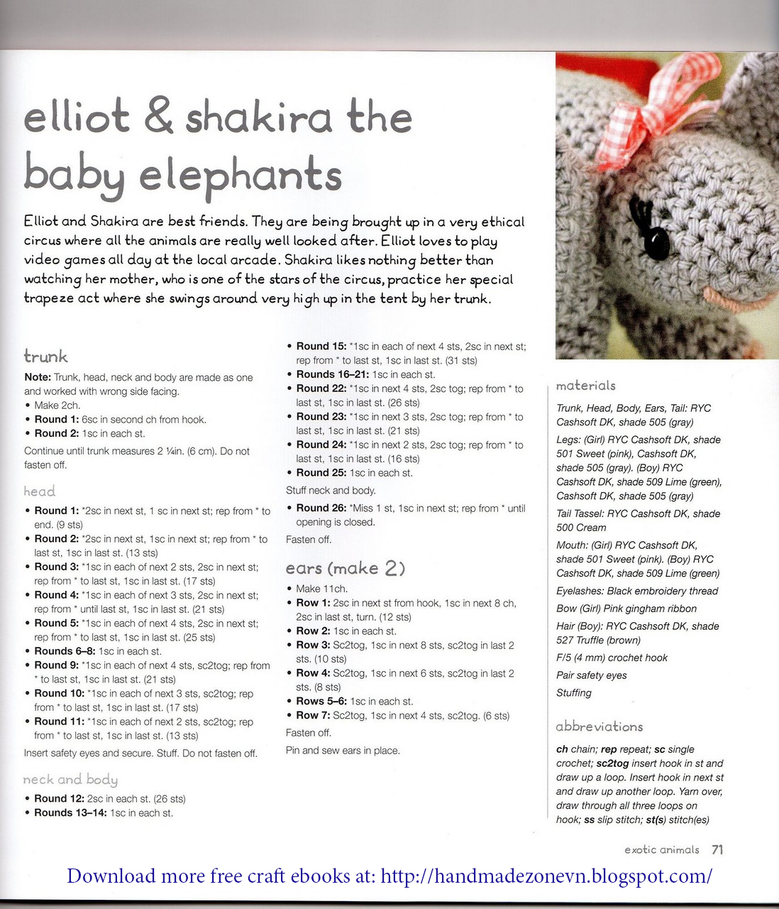 Một số chart móc con voi Free Craft Ebooks