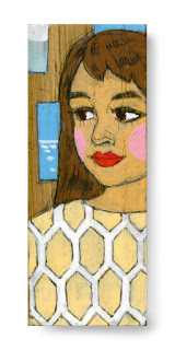 illustration on wood: TOUR GUIDE with interesting sweater illustration on wood: TOUR GUIDE with interesting sweater