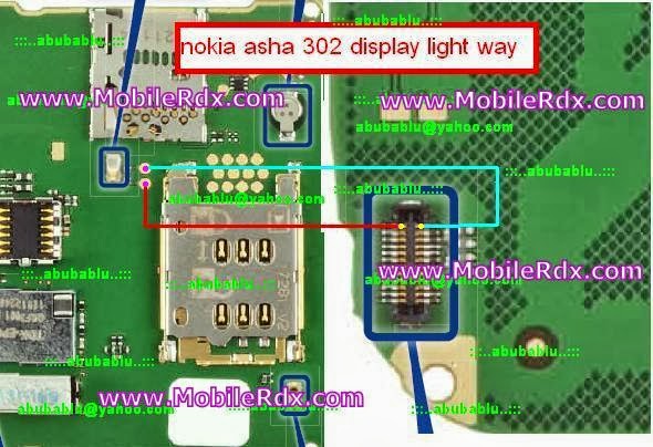 حل عطل اضاءة الشاشة والكيباد نوكيا 302 Nokia+302+display+light+way+jumper