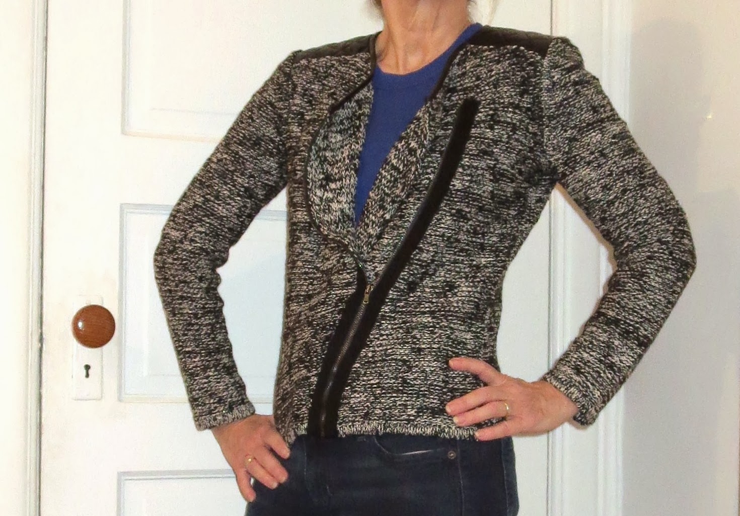 leather-trimmed sweater for jeans