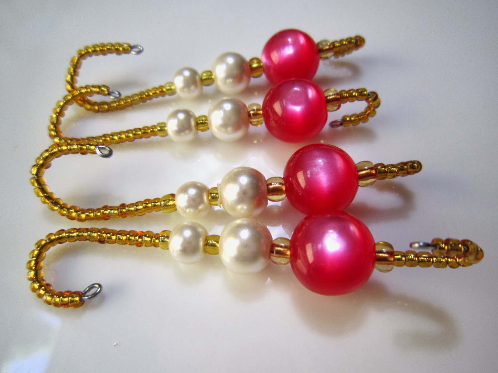 Magical Crafts Cats Eye and Pearls Beaded Ornament Hooks