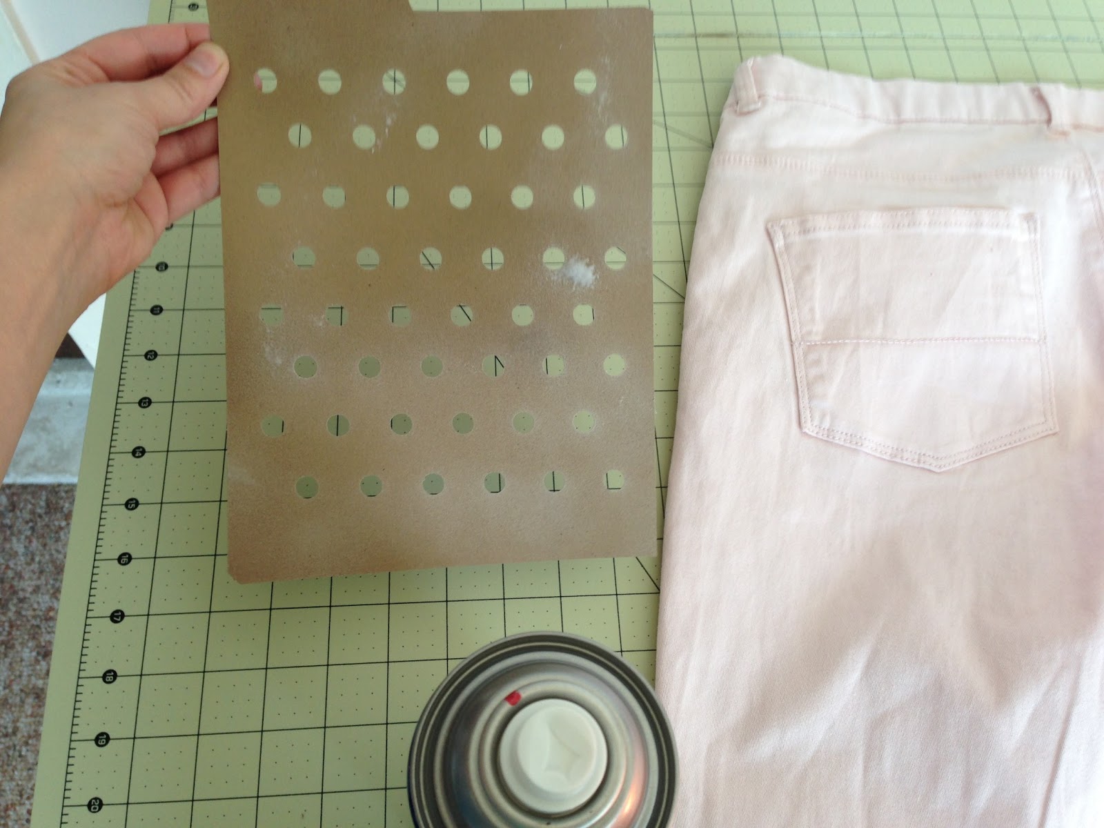 Grosgrain Stenciled Jeans with Handmade Charlotte