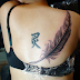 Dark Brown Feather Tattoo on Shoulders