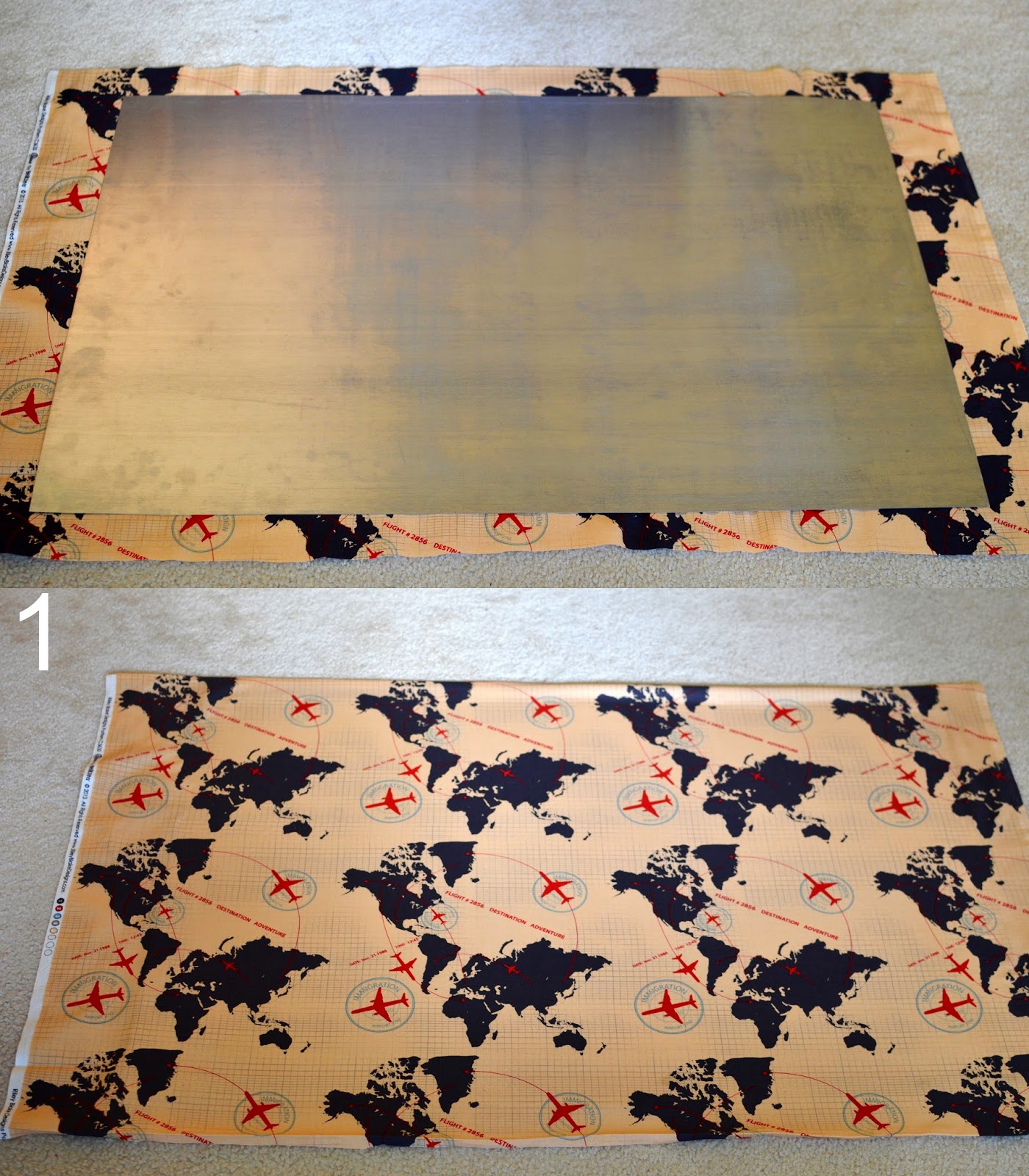 1 lay your piece of metal on your fabric. Cut fabric piece so it's 2