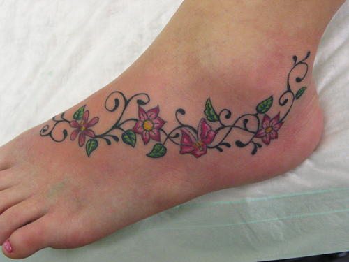 simple flower tattoos on foot flower foot tattoo designs for women