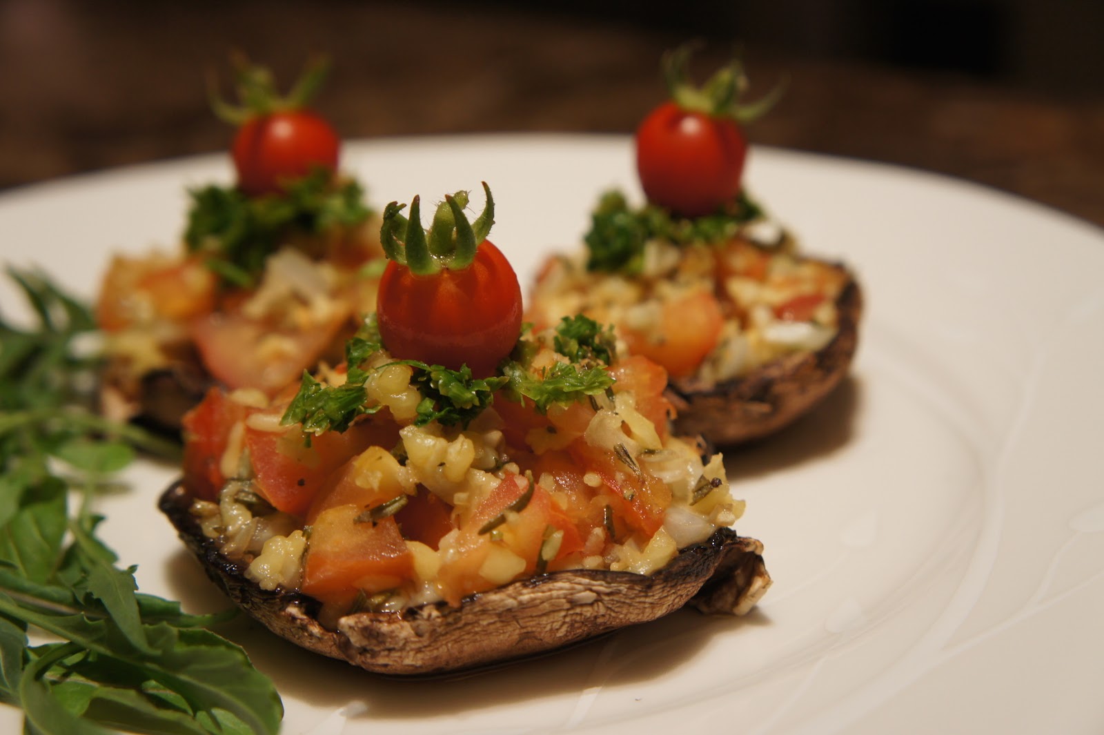 Say My Kitchen Grilled Stuffed Portobello with Fresh Tomatoes, Herbs