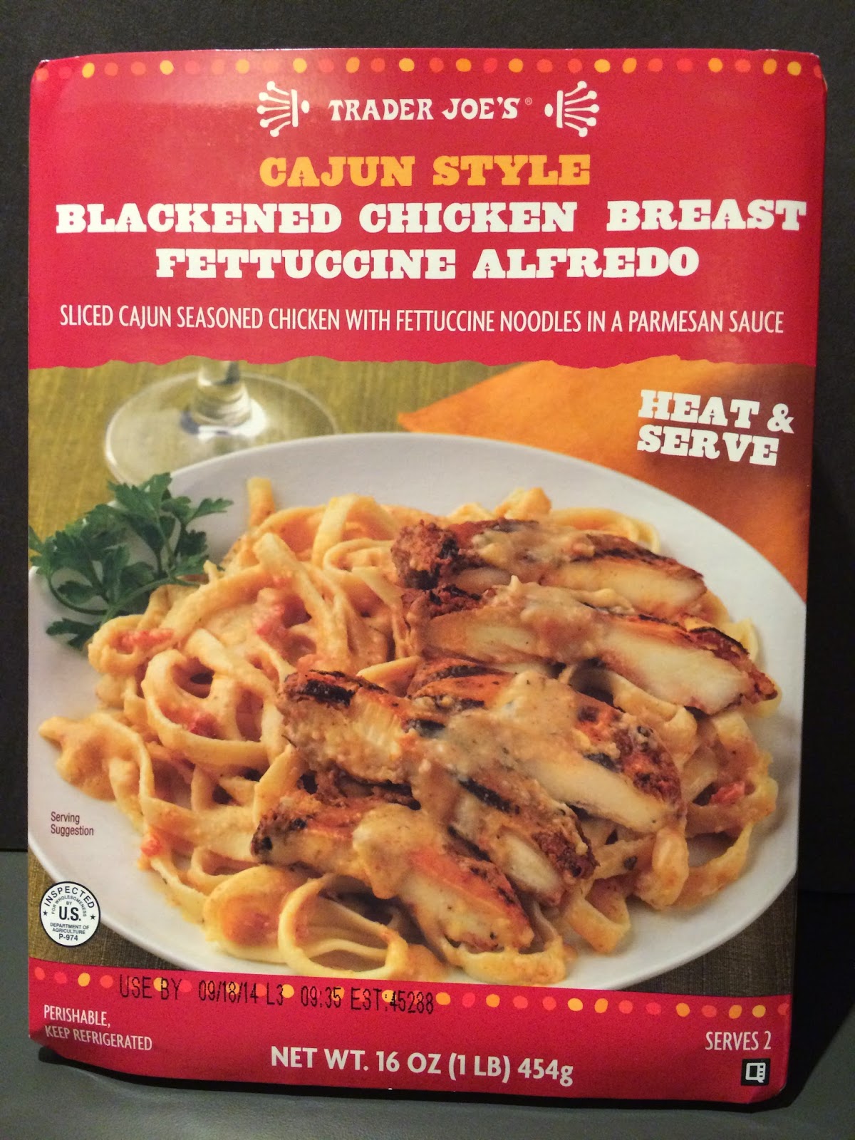 Init_Food Trader Joe's Cajun Style Blackened Chicken Breast Fettuccine Alfredo