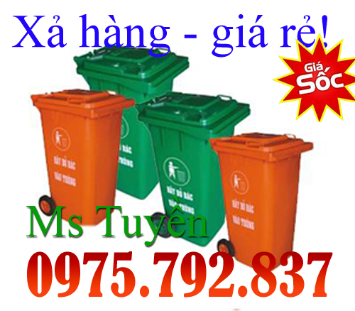 Thanh lý Thùng rác nhựa HDPE 120 lít, 240 lít, nắp kín, Thùng rác công nghiệp