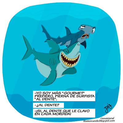 #humorcarolo, #jarúl, #yosoyjarul, #barrigacreativa, tiburón, shark, sharks, tiburones, al dente, comida, surfista mordido por tiburón  