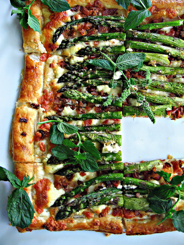 sweetsugarbean Oh Baby! Roasted Asparagus, Bacon & Cheese Tart