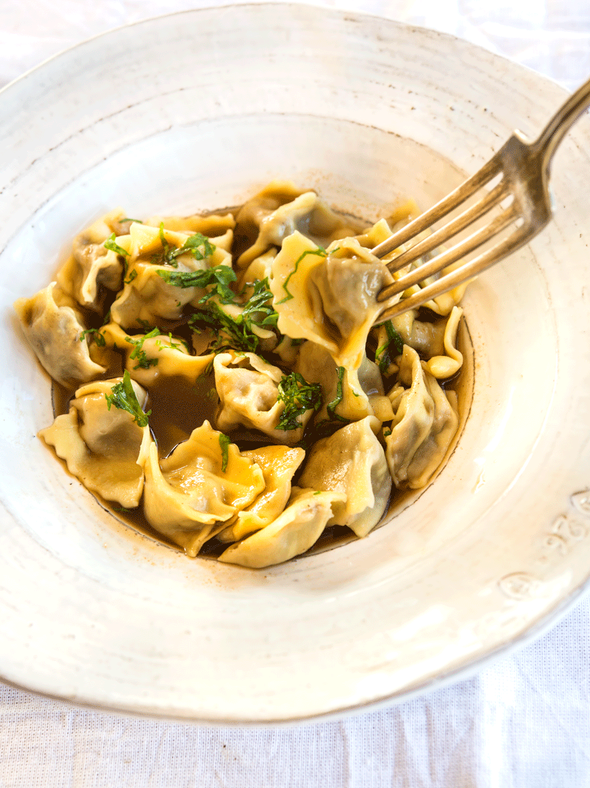 Braised Oxtail Agnolotti WILD GREENS & SARDINES