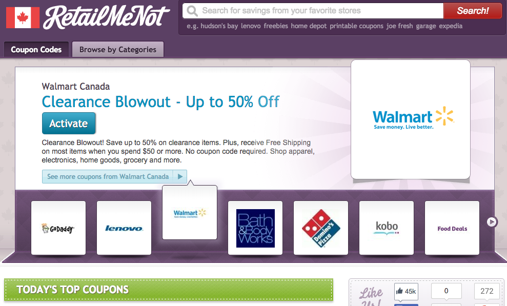 Walmart coupons retailmenot