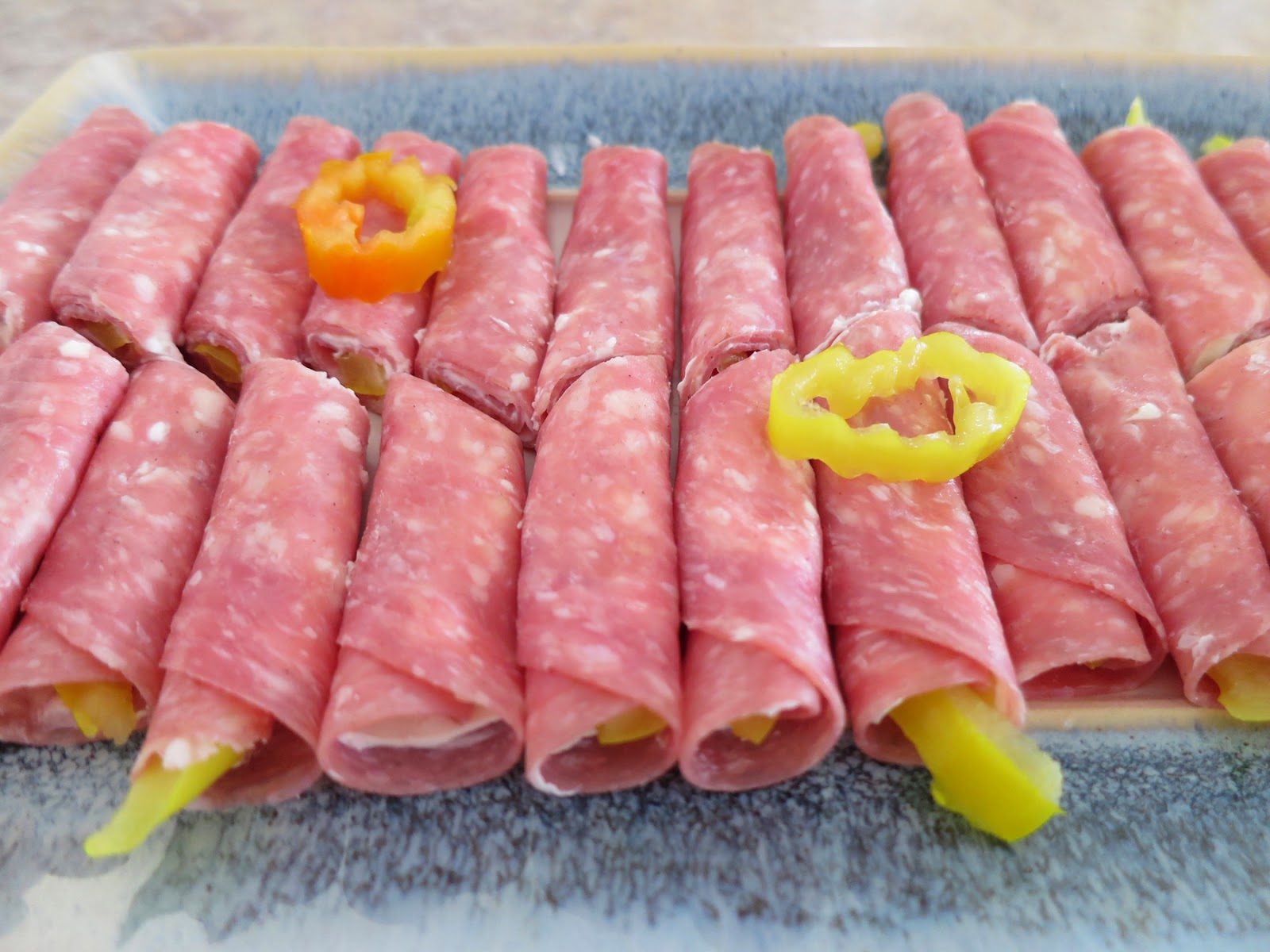 Corners of My Life salami and pepper ring rollup appetizer