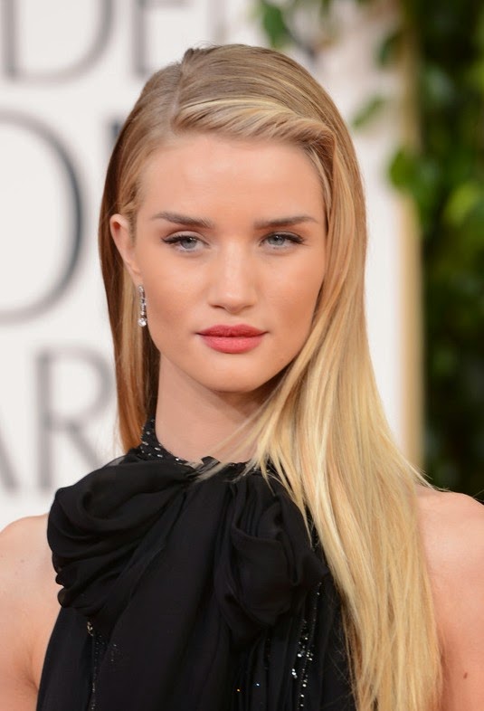Rosie Huntington Whiteley Long Hairstyle Straight With Twisted