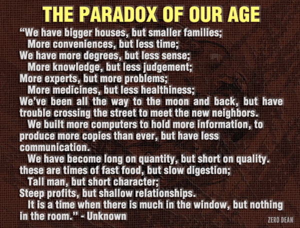 Oh, No! Mama's Off Her Meds, Again.: The Paradox Of Our Age