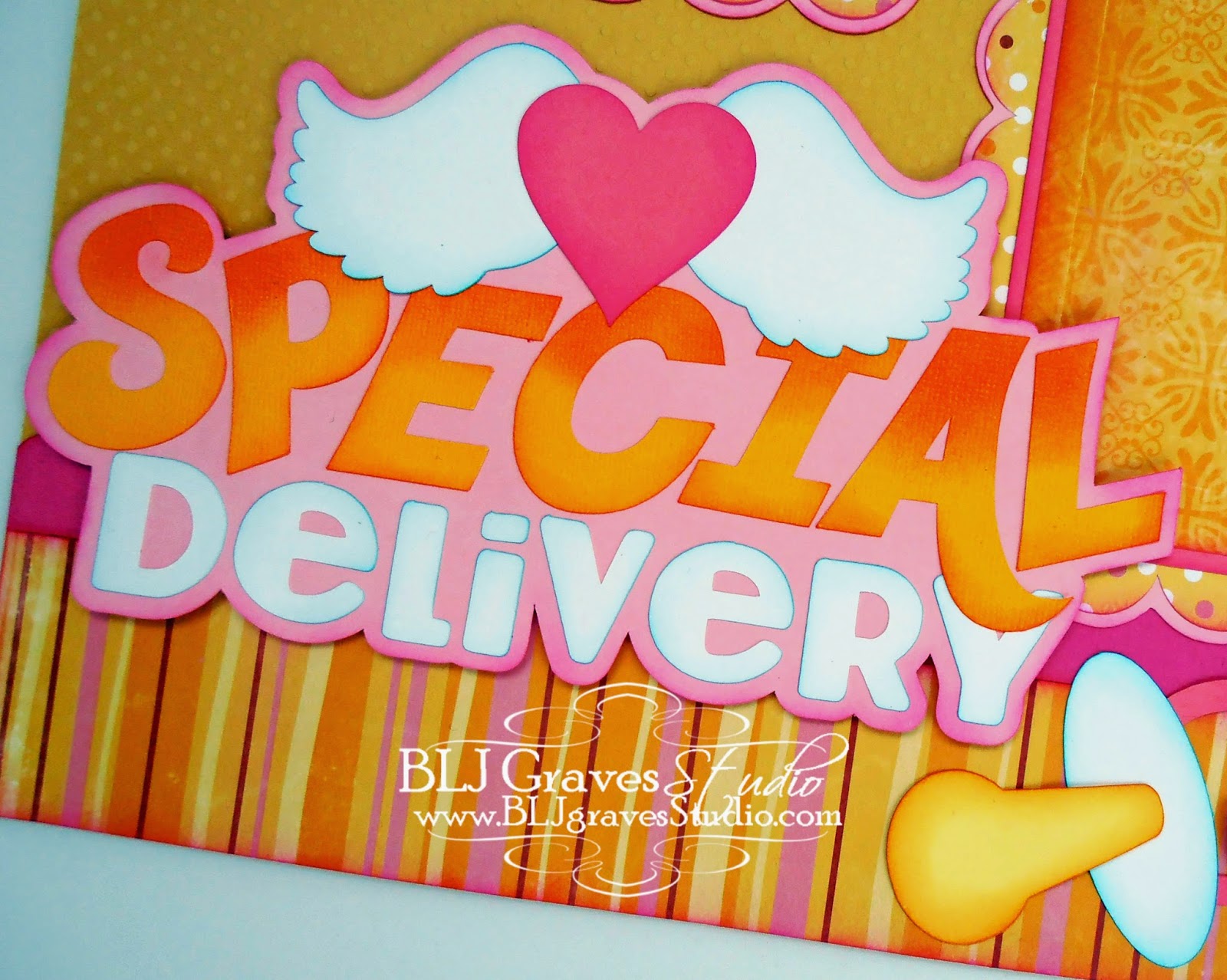 BLJ Graves Studio Special Delivery Baby Girl Scrapbook Pages