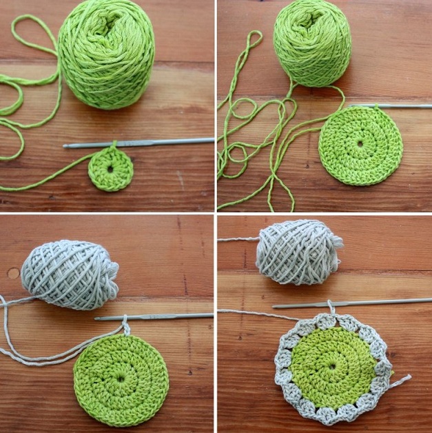 Как связать прихватку Хвост павлина