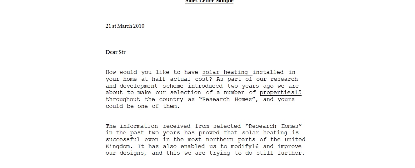 Innovative Sales Letter