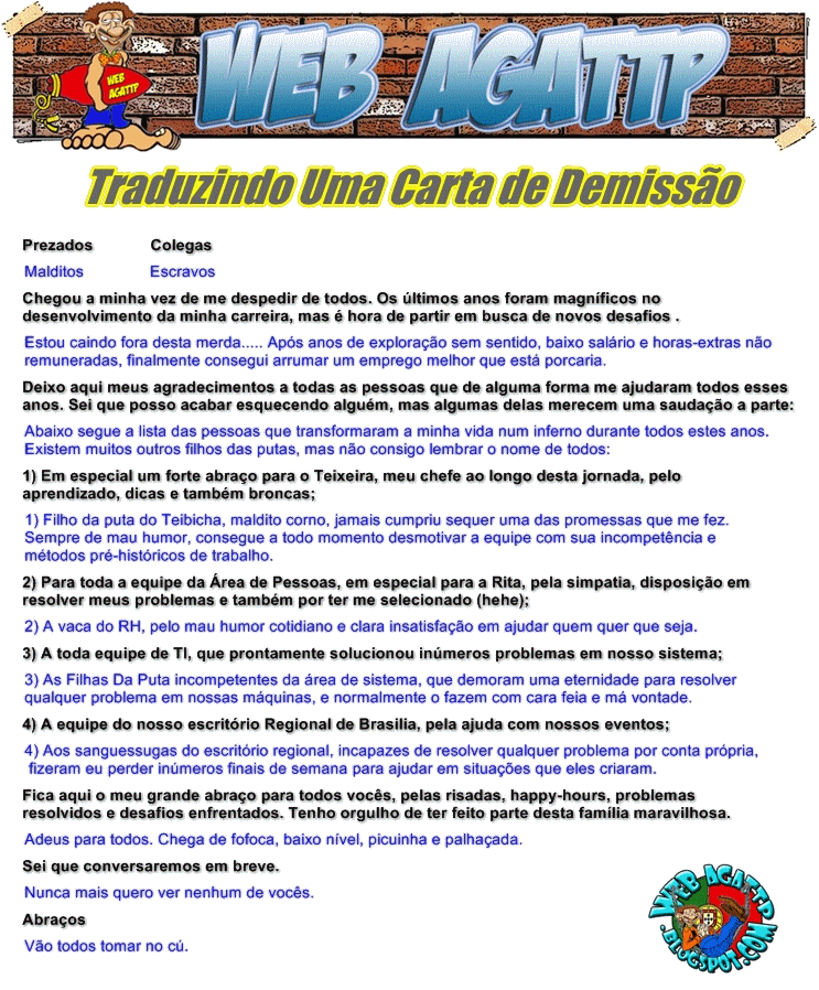  Agattp Traduzindo uma carta de demissão