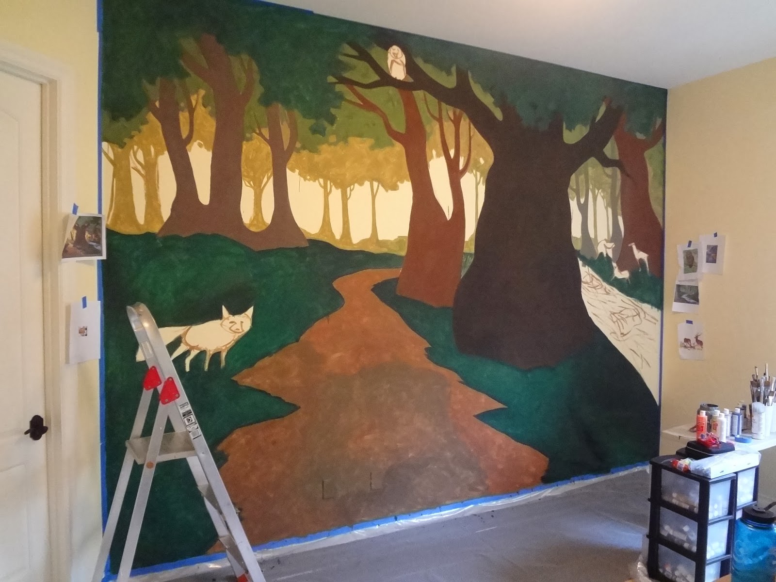 The Talking Walls Forest Nursery Mural Progress First days!