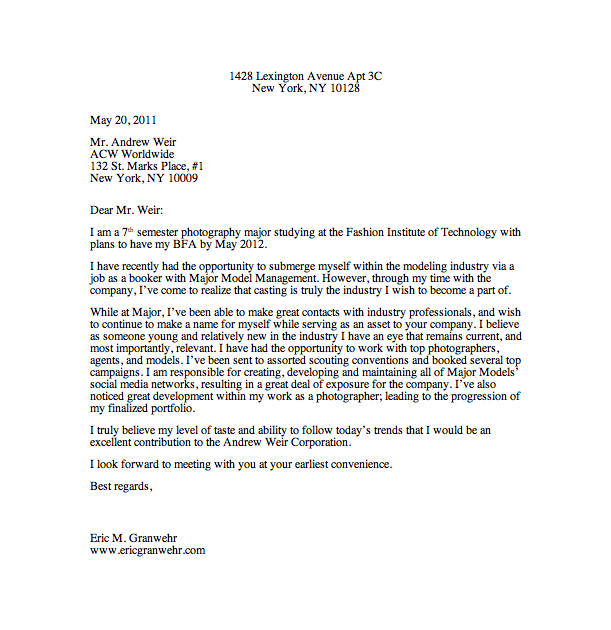 EN323 Specialized Writing and Thesis Prep Job Application Letter