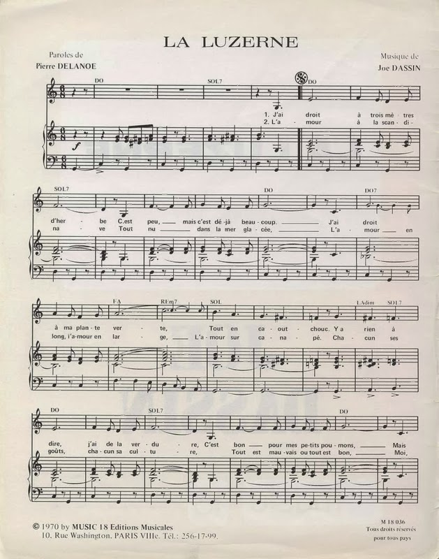Blue Country La Discographie de Joe Dassin Partition Joe Dassin
