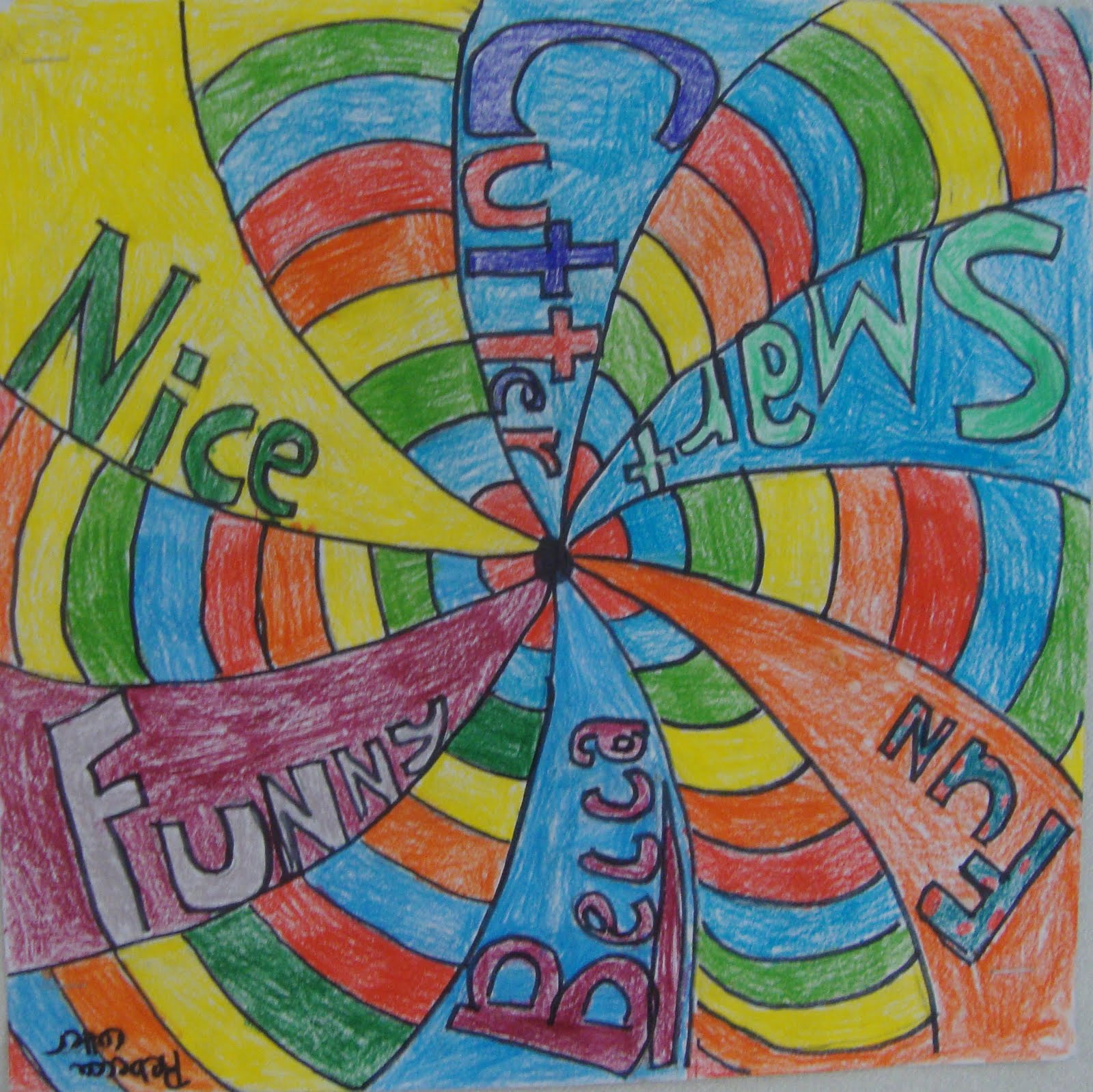 Name Design Art : Art paper scissors glue radial symmetry name designs