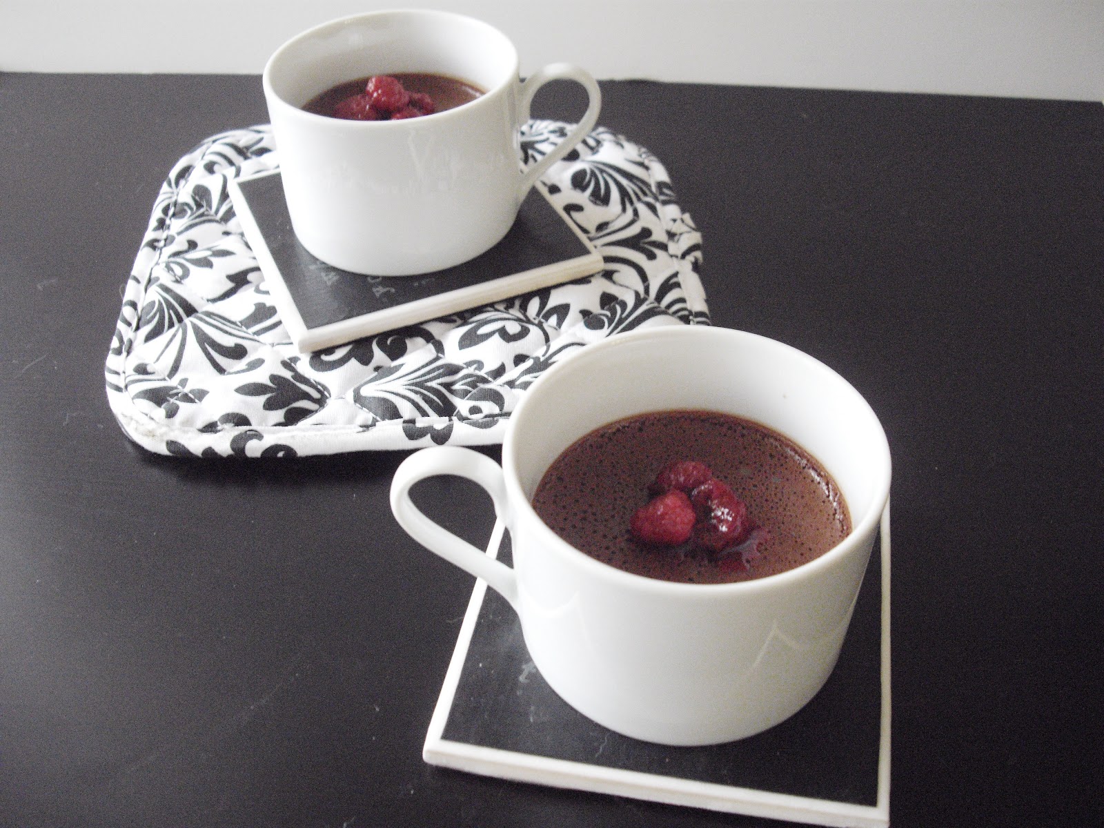 Chocolate Raspberry Pots de Crème cooking ala mel