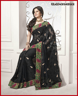 Zarine Khan Chic Black Embroidered Saree