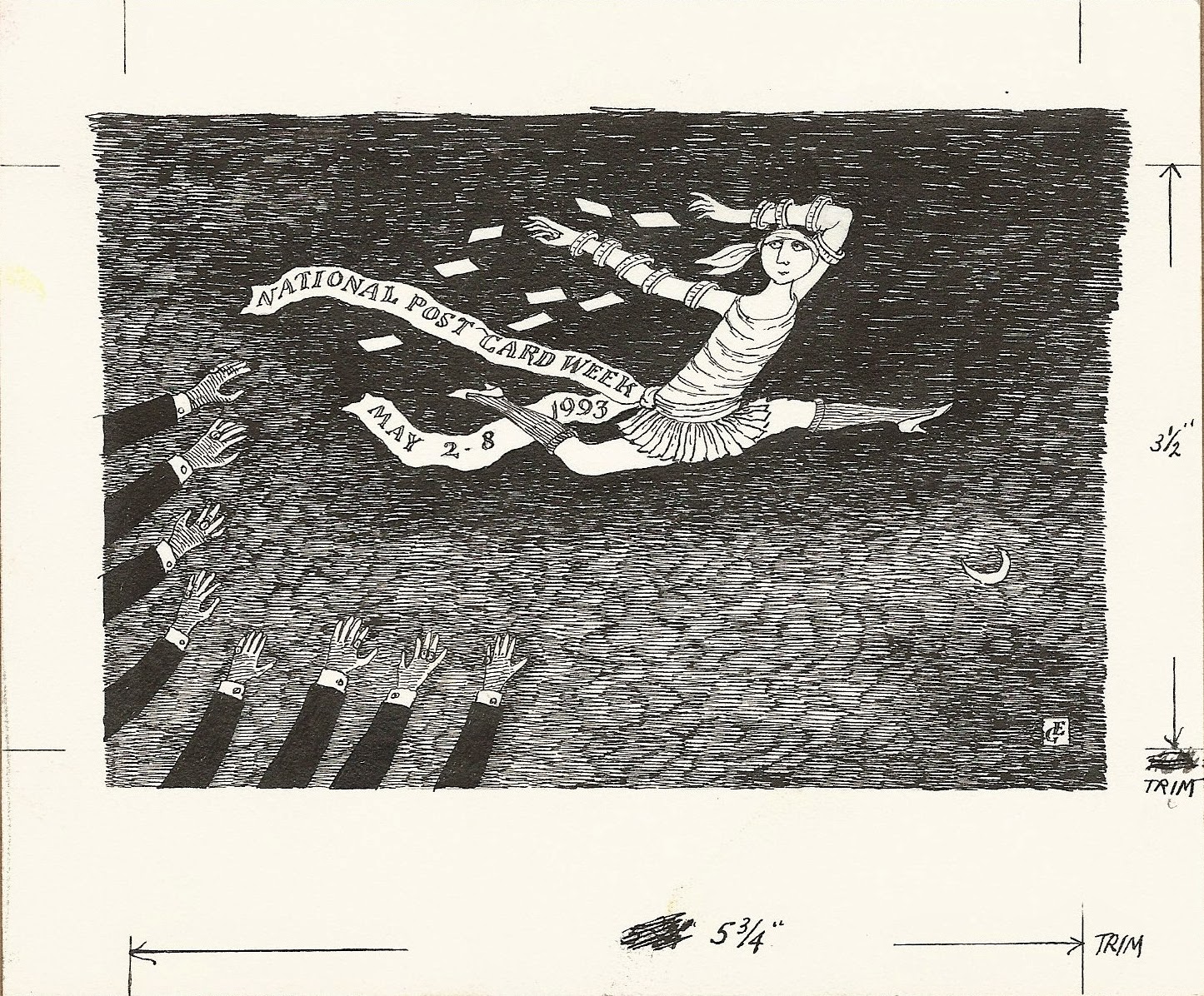 4 x 6 perfect for framing Postcard of drawing by the legendary artist